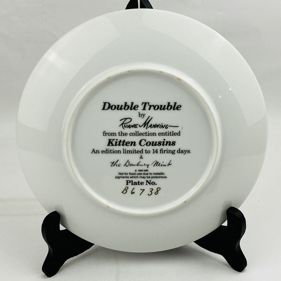 Double Trouble Kitten Cousins Collection Danbury Mint Decorator Plate Manning - Picture 2 of 4